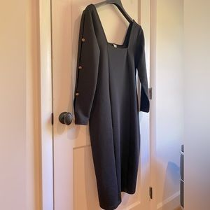 ASOS midi square neck dress w/ long peep sleeves
